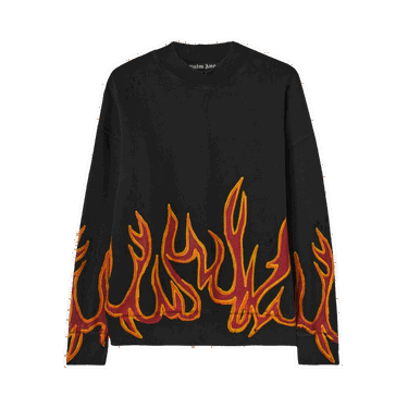 Sweater Palm Angels GD Graffiti Flames Crewneck Sort | PMBA065F22FLE0051025, 0