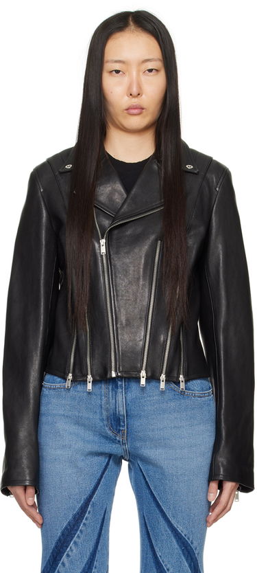 Jakke Dion Lee Cropped Leather Biker Jacket Sort | C4048P23, 0