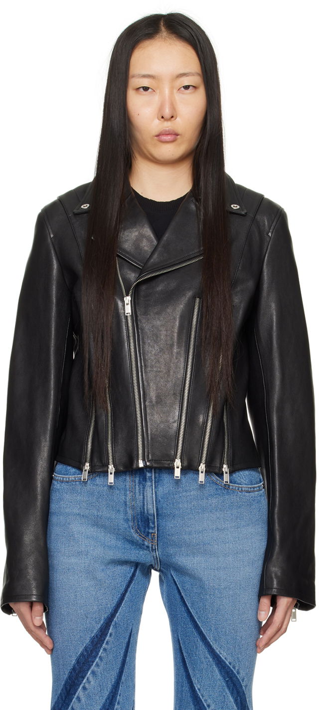 Jakke Dion Lee Cropped Leather Biker Jacket Sort | C4048P23