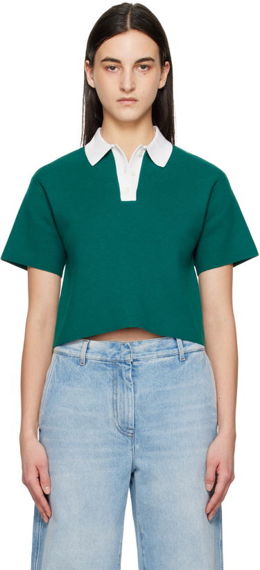 Polo skjorte JW Anderson JW Anderson Cropped Knitted Polo Grøn | KW1358-YN0398, 0