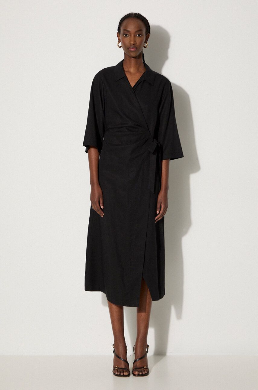 Kjole Samsoe Samsoe Midi Wrap Dress Sort | F24100086, 0