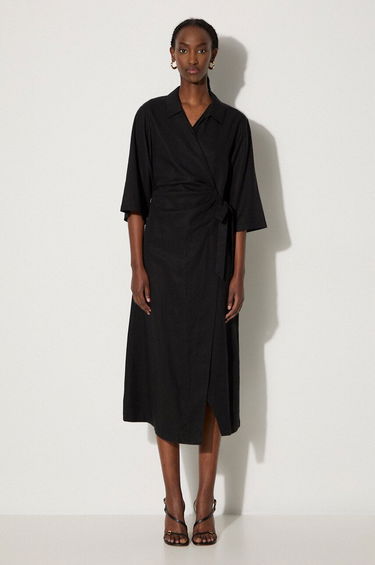 Kjole Samsoe Samsoe Midi Wrap Dress Sort | F24100086, 0