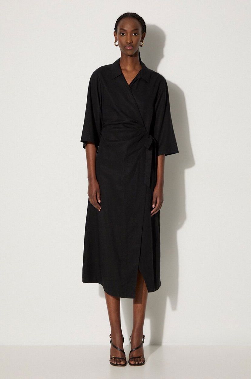 Kjole Samsoe Samsoe Midi Wrap Dress Sort | F24100086