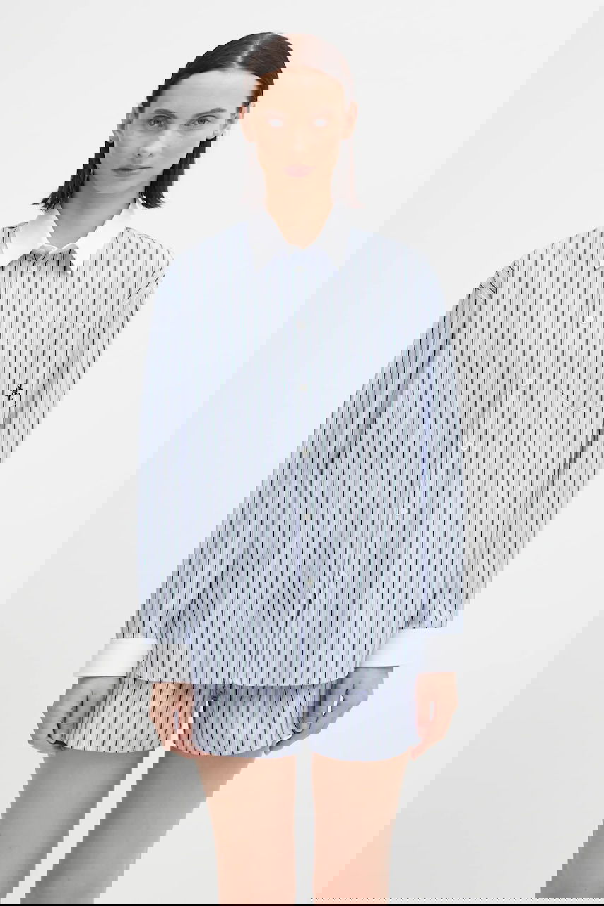 Skjorte Sporty & Rich Src Oversized Striped Shirt with Classic Collar Flerfarvet | SI019621302MU02, 0