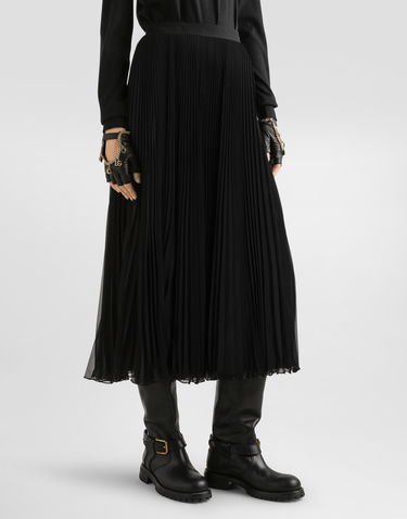 Nederdel Dolce & Gabbana Dolce & Gabbana Long Pleated Chiffon Skirt Sort | F4BCITFUSNWN0000, 1