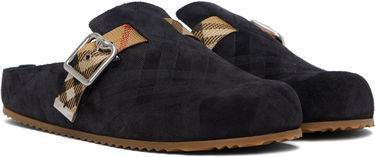 Tøj Burberry Burberry Check Suede Urchin Clogs Sort | 8113394, 3