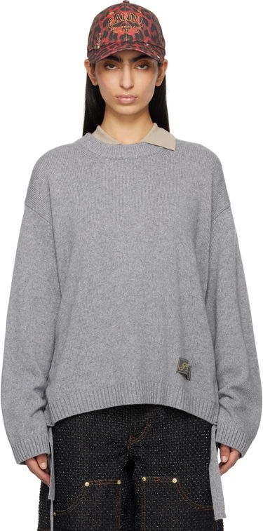 Sweater GANNI GANNI Future Mixed Wool Oversized Sweater Grå | K2488, 0
