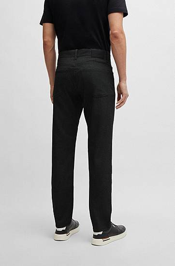 Bukser BOSS Maine Regular-Fit Anti-Wrinkle Mouliné Twill Trousers Sort | 50519767, 1