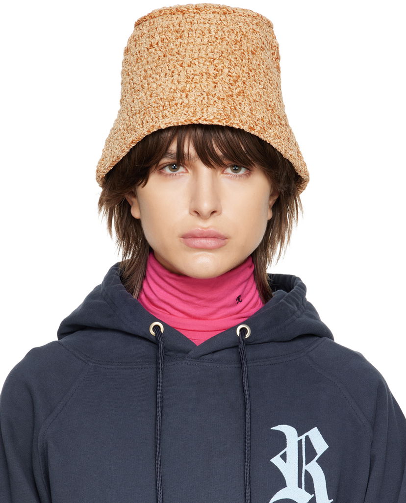 Hat BY FAR Textured Knit Bucket Hat Beige | 23CRROBTNCHEN