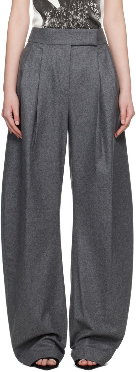Bukser The Attico The Attico Gary Pleated Wide-Leg Trousers Grå | 248WCP102 W055, 0