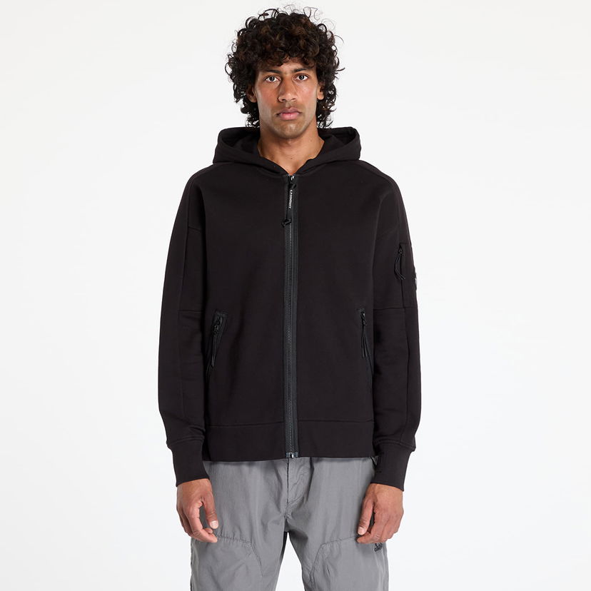Sweatshirt C.P. Company C.P. Company Diagonal Raised Fleece Full Zip Hoodie Sort | 18CMSS025A005086W-999