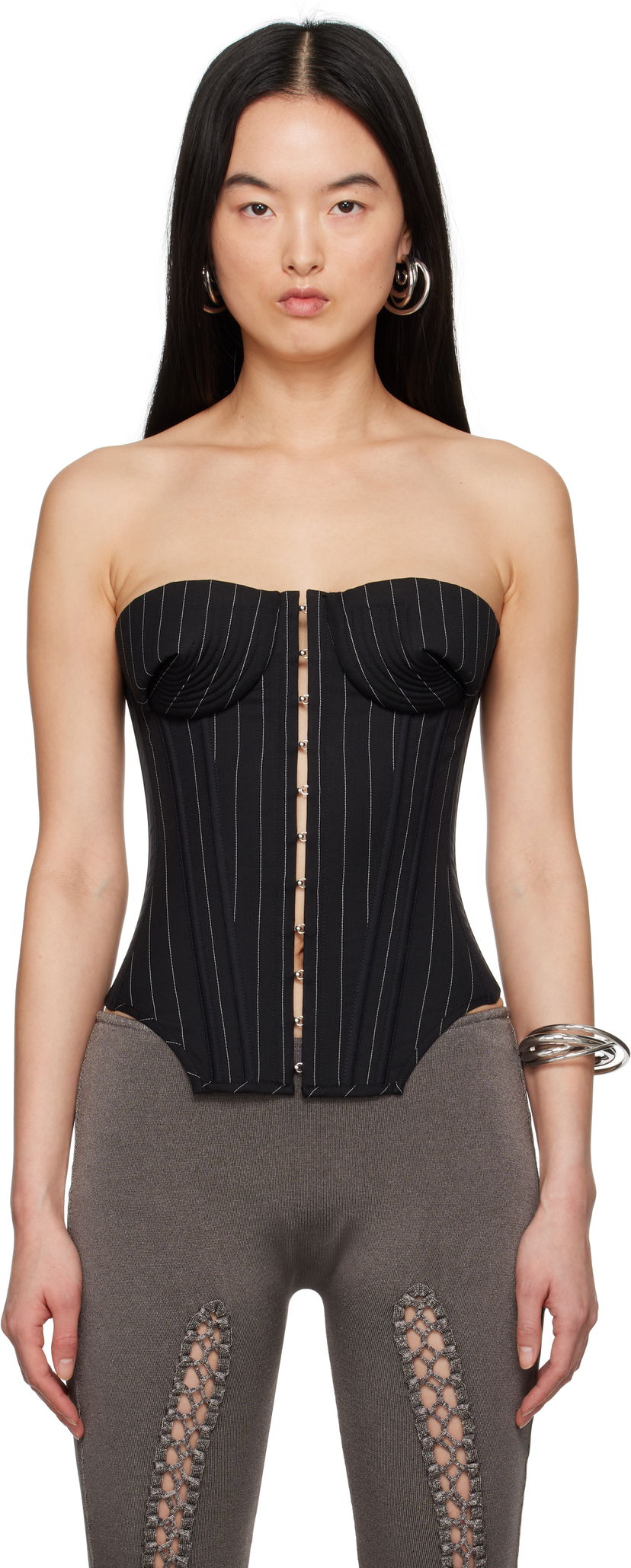Bh Jean Paul Gaultier Jean Paul Gaultier 'The Bi-Material Suit' Pinstripe Corset Sort | 25/33-F-ST023-C074-0001