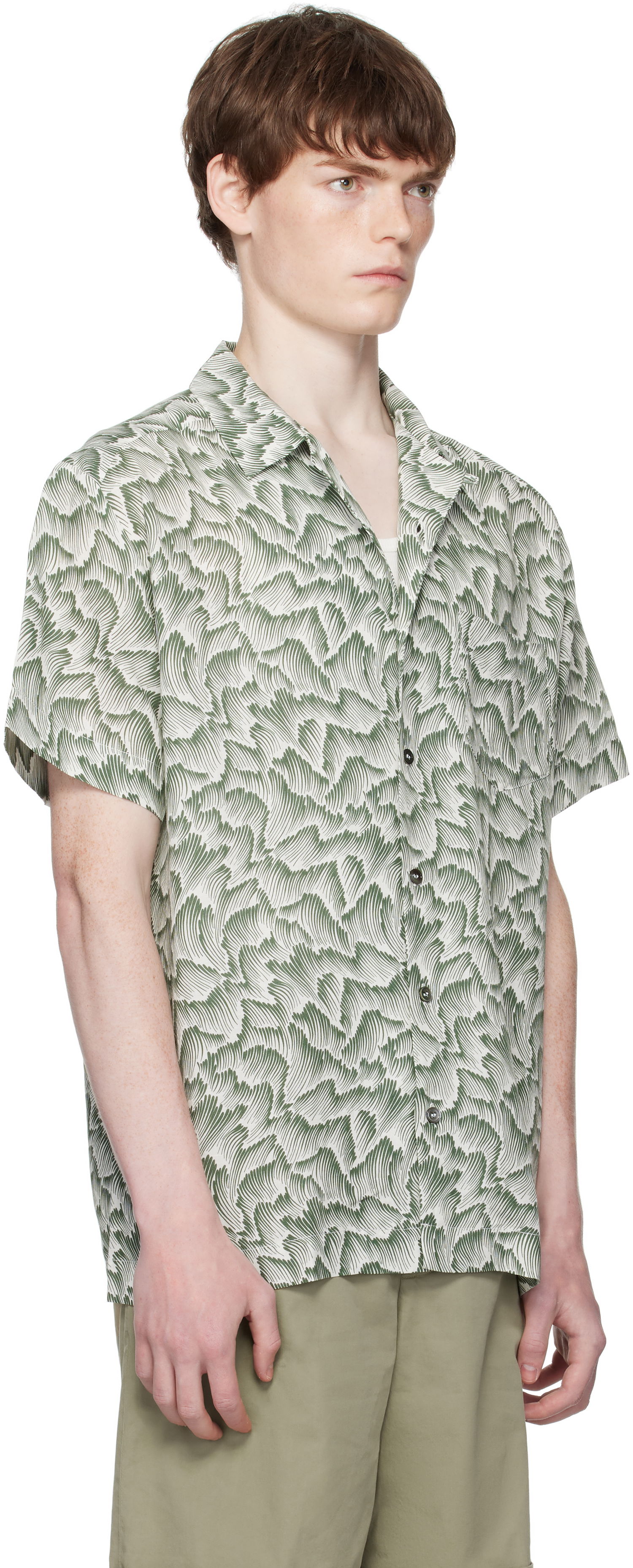 Skjorte A.P.C. A.P.C. Roy Print Camp Collar Shirt Grøn | VIALX-H12608, 1