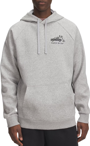 Sweatshirt Under Armour Rival Fleece Tow Truck Barbell Graphic Hoodie Grå | 6003955-011, 0