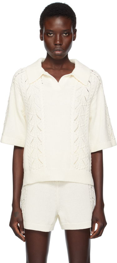 Polo skjorte Loulou de Saison Loulou de Saison Kina Knit Polo Shirt Hvid | KINA, 0
