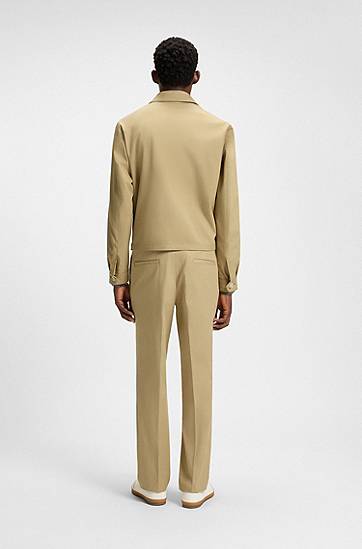 Jakke BOSS BECKHAM x BOSS Cotton Blend Zip-Up Jacket Beige | 50549075, 1