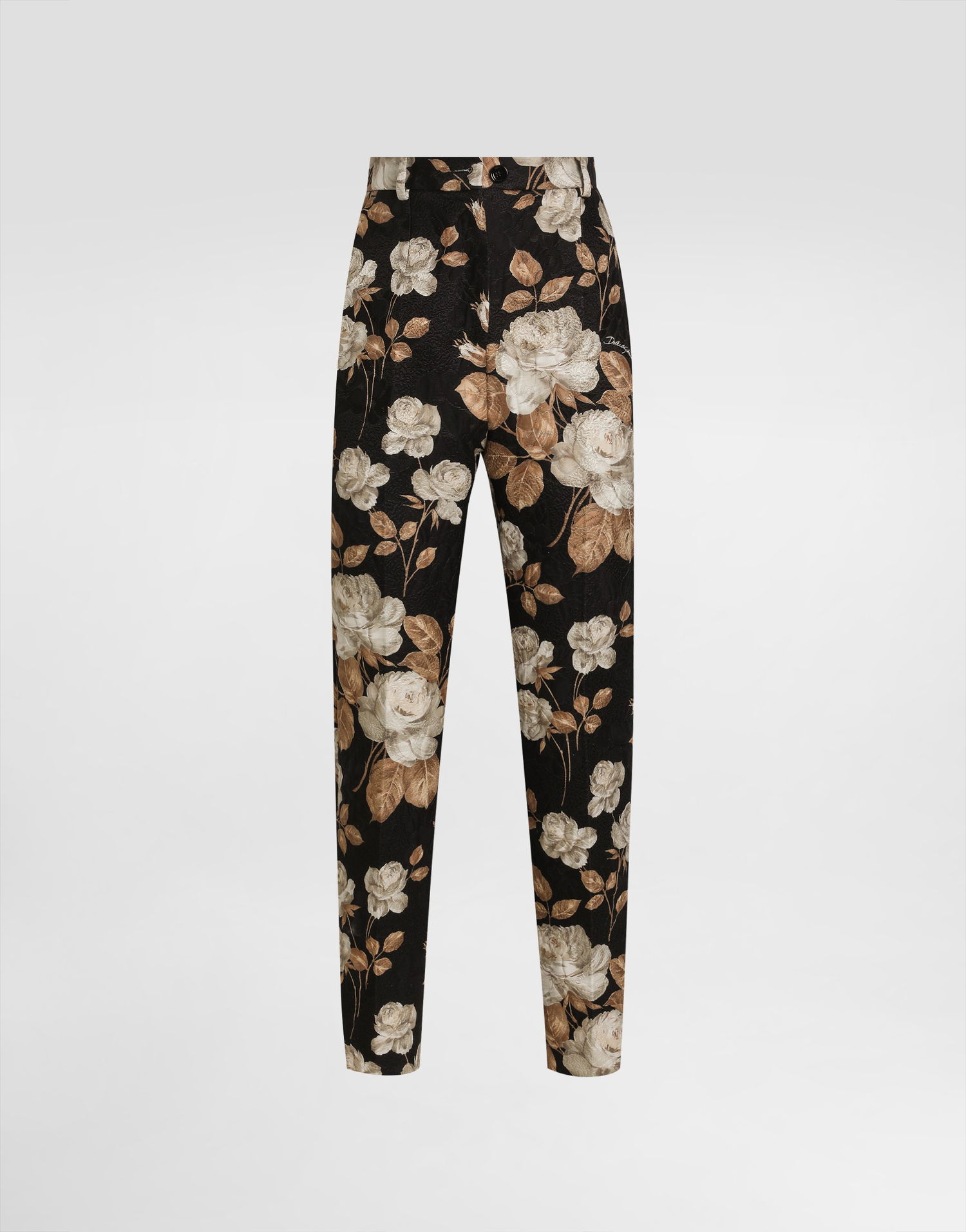 Bukser Dolce & Gabbana Dolce & Gabbana Vintage Rose-Print Brocade Trousers Sort | FTAM2TFSTBRHN5QQ, 0