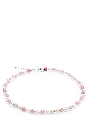 Halskæde BOSS Adjustable Pearl and Pink Stone Necklace Lyserød | 50532472, 0