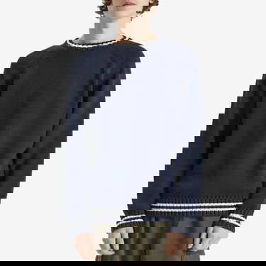Sweater Pop Trading Company Knitted Logo Crew Sweater Mørkeblå | POPSS25-06-002, 2