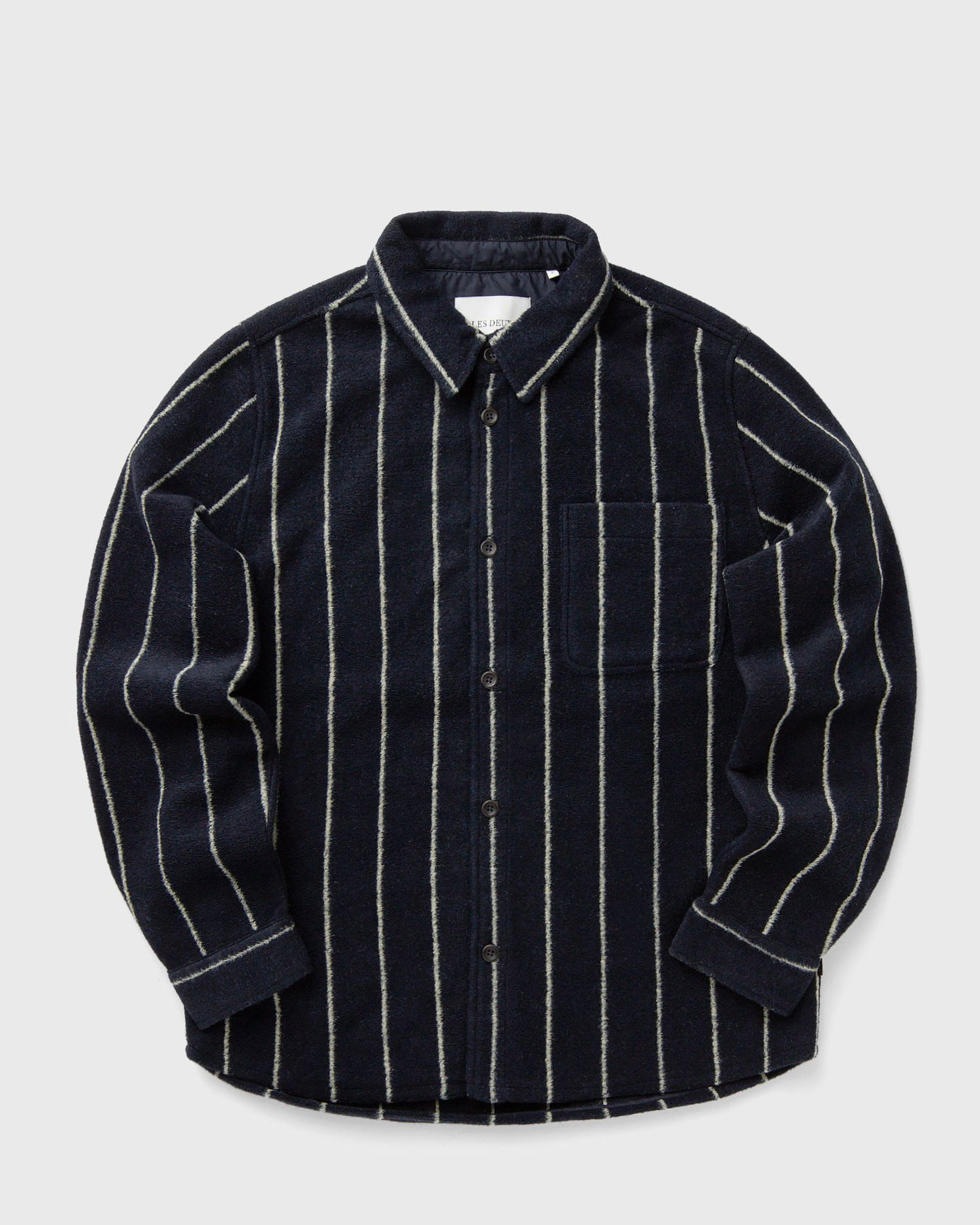 Skjorte Les Deux Lennon Wool Pinstripe Overshirt Mørkeblå | 1000558-460, 1