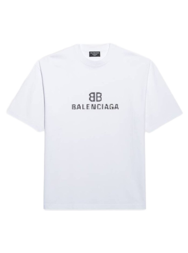 T-shirt Balenciaga BB Pixel Medium Fit T-shirt Hvid | 612966TKVI79040