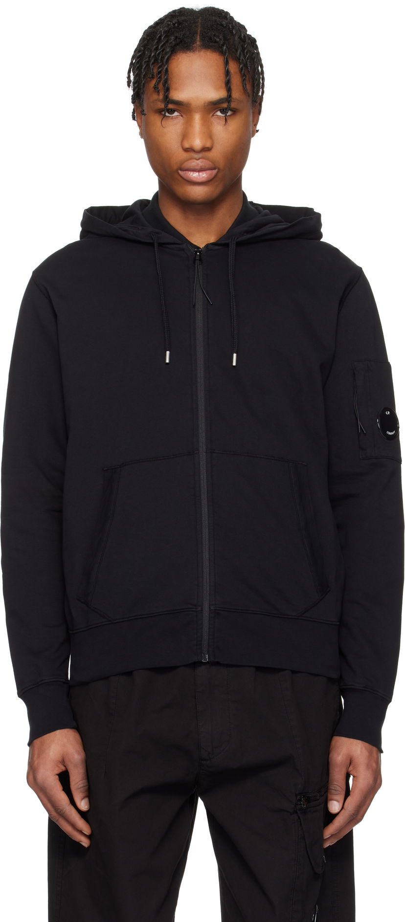 Sweatshirt C.P. Company C.P. Company Light Fleece Full Zip Hoodie Sort | 18CMSS057A-002246G