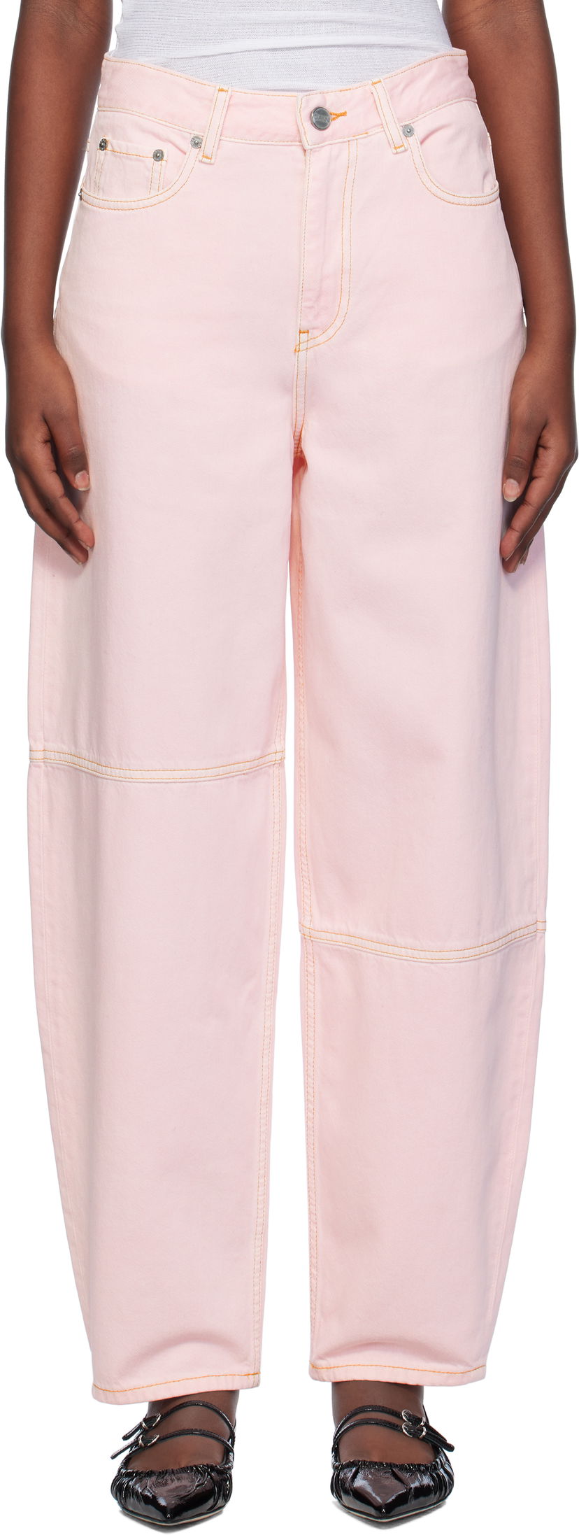 Jeans GANNI Pink Wide Leg Jeans Lyserød | J1583