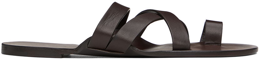 Tilbehør The Row The Row Kris Leather Criss Cross Toe Sandals Brun | F1349-SVL74