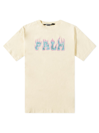 T-shirt Palm Angels Flames Tee Beige | PMAA072S23JER0060137