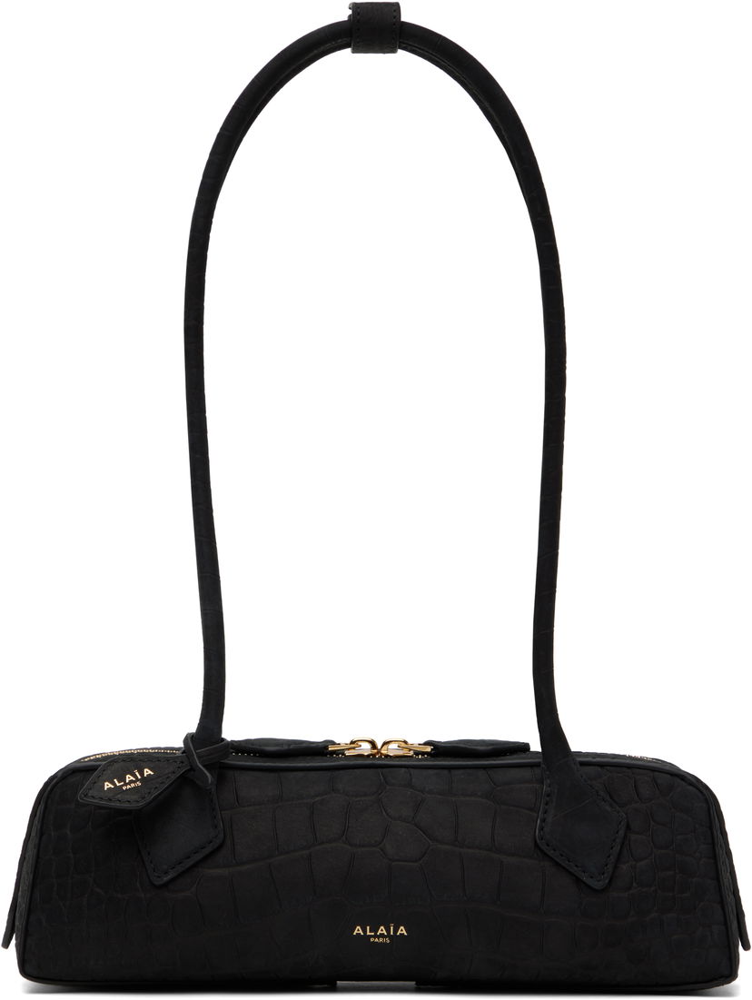 Skuldertaske Alaïa 'Le Teckel' Small Croc-Effect Leather Bag Sort | AA1S06029CA554