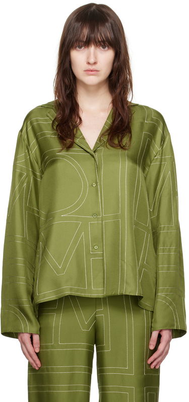 Skjorte TOTEME TOTEME Monogram Embroidered Shirt Grøn | 241-WRT976-FB0089, 0