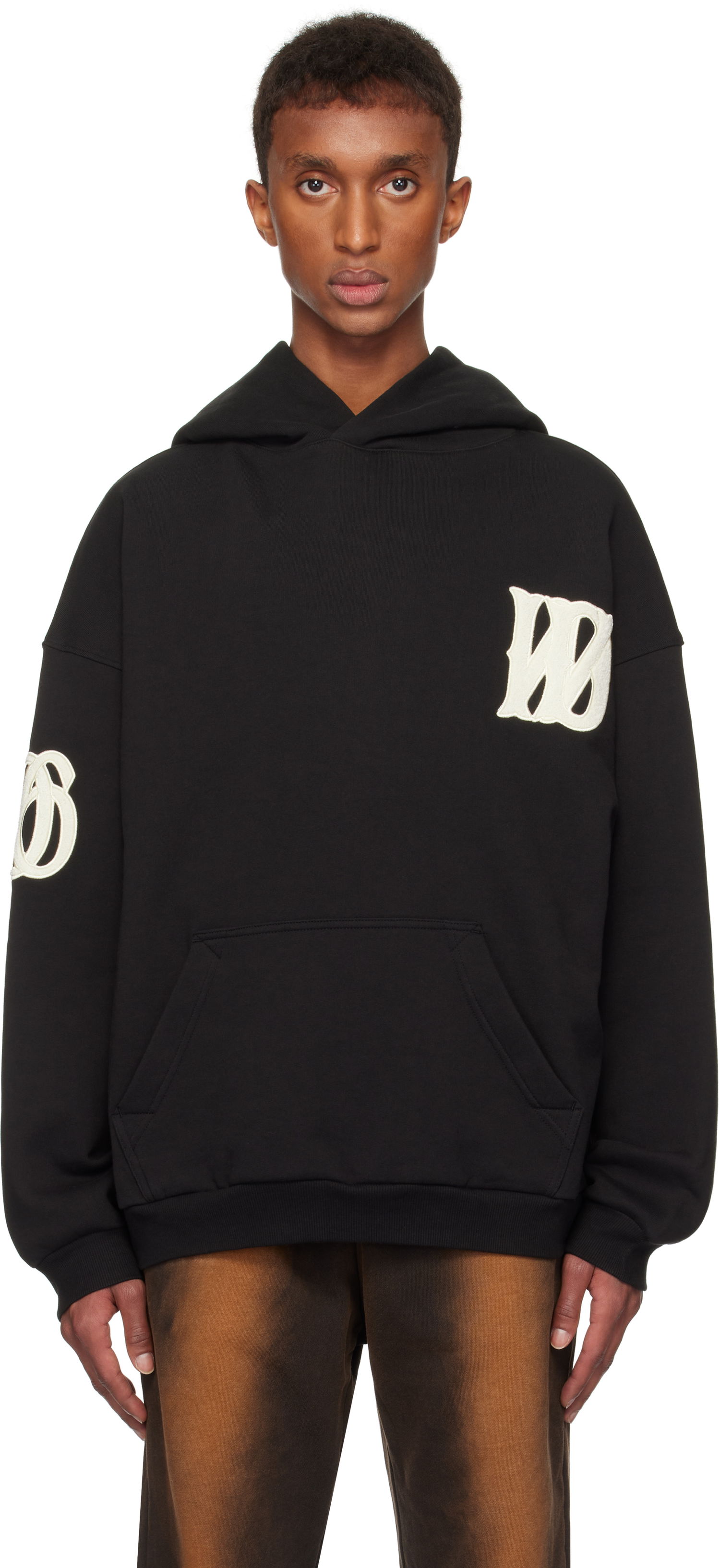 Sweatshirt We11done We11done Letter Logo Fleece Hoodie Sort | WD-TH3-24-877-U-BK, 0