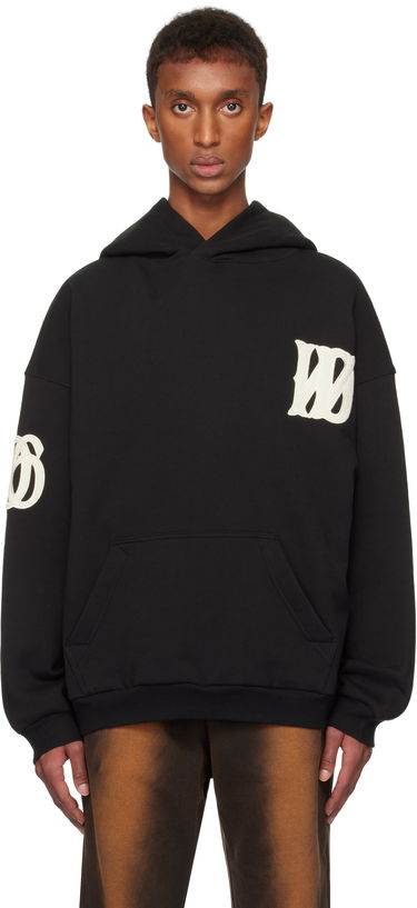 Sweatshirt We11done We11done Letter Logo Fleece Hoodie Sort | WD-TH3-24-877-U-BK, 0