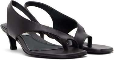 Tøj TOTEME TOTEME Leather Thong Heeled Sandals Sort | 252-WAS0201-LE0131, 3