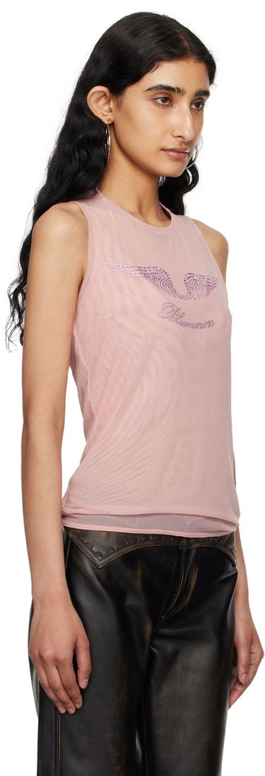Tanktop Blumarine Crystal Embellished Sheer Tank Top Lyserød | P444T030A, 1