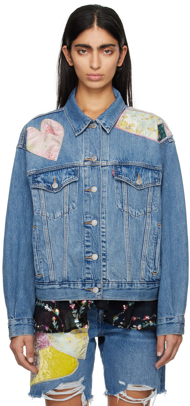 Jakke Anna Sui Patchwork Denim Jacket Blå | 1224F31, 0