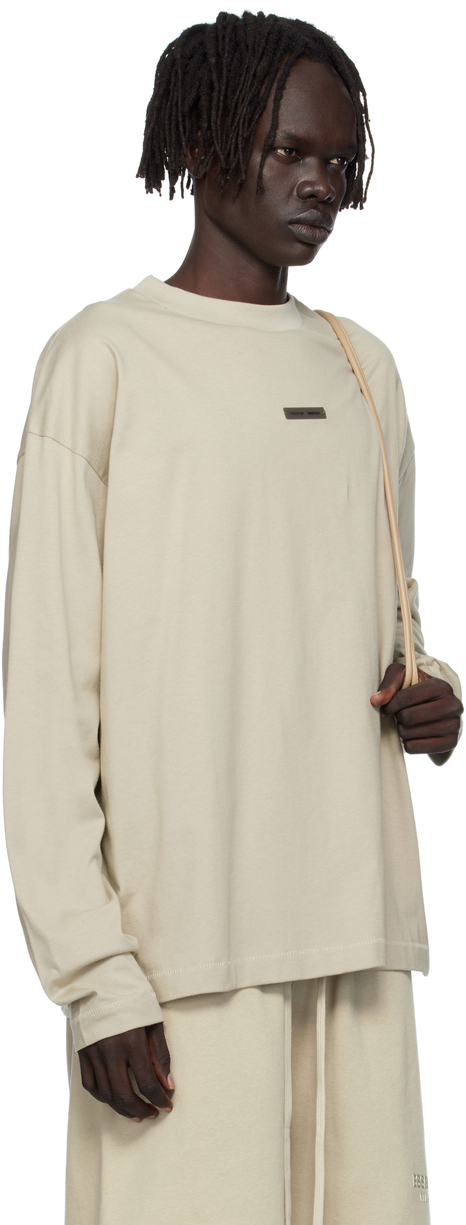 T-shirt Fear of God ESSENTIALS Classic Fit Long Sleeve T-Shirt Beige | 125SP254206F, 1
