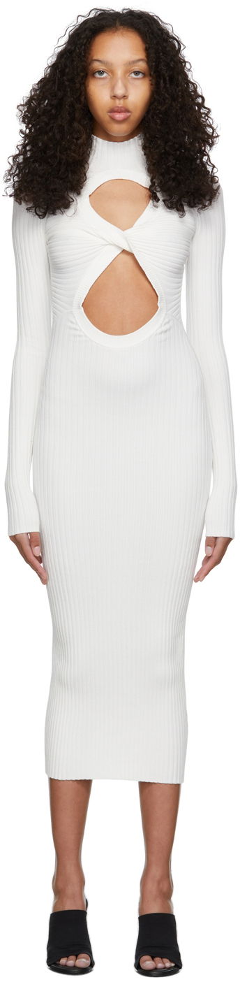 Kjole Dion Lee Dion Lee Figure 8 Cutout Ribbed Knit Midi Dress Hvid | A7547R22
