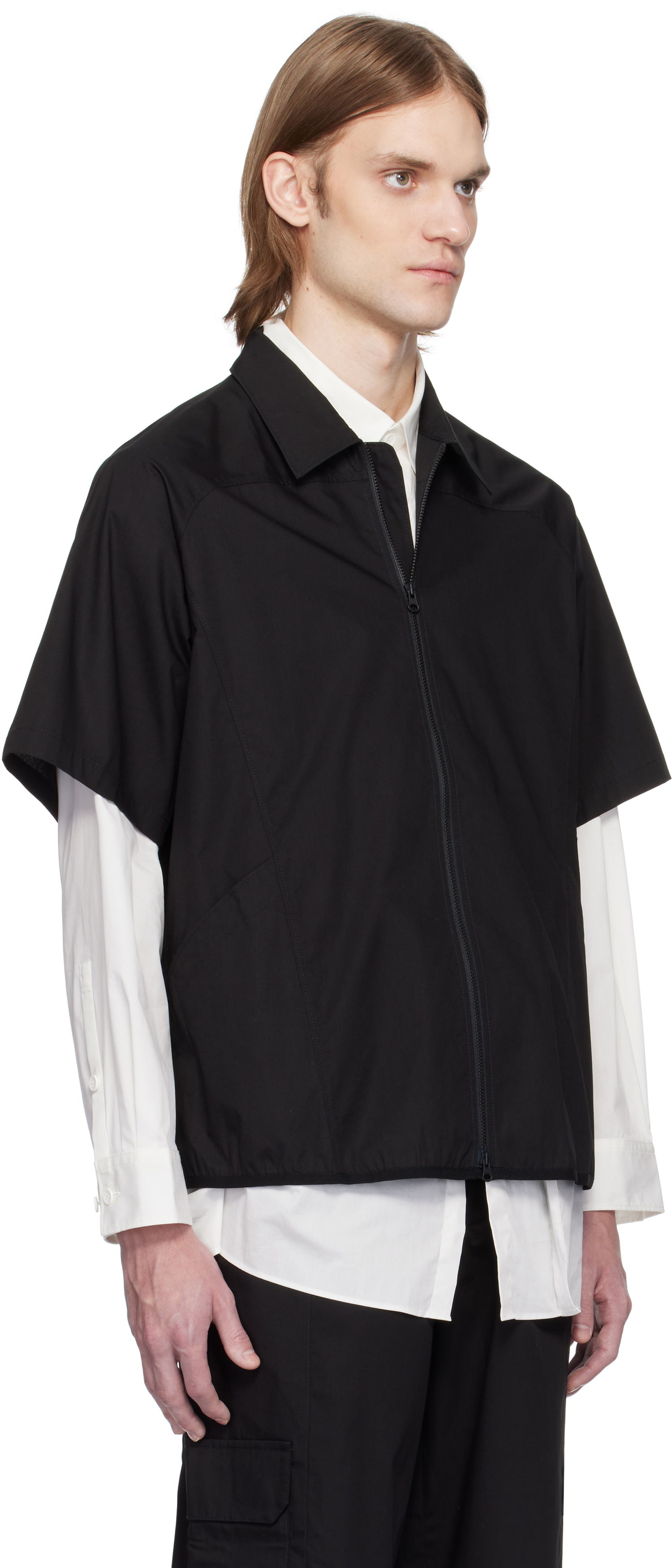 Skjorte GR10K GR10K Poplin Zip-Up Short Sleeve Shirt Sort | BG127084DI, 1