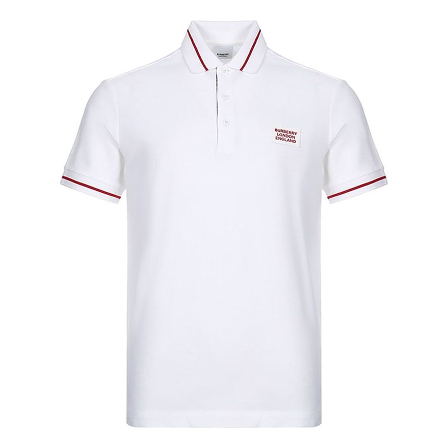 Polo skjorte Burberry Short Sleeve Logo Polo Hvid | 80259731, 0