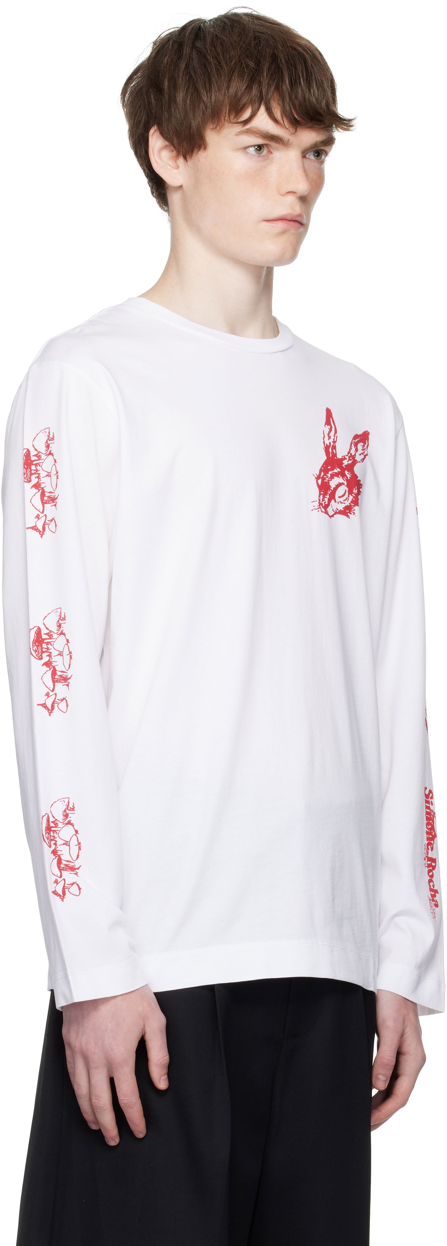T-shirt Simone Rocha Simone Rocha Tortoise & Hare Graphic Long Sleeve T-Shirt Hvid | 5194P51-M 0569, 1