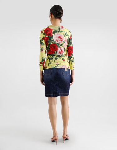 Tanktop Dolce & Gabbana Dolce & Gabbana Silk Knit Tank Top With Bouquet Print Gul | FXT40TJAHLCHG5JD, 2