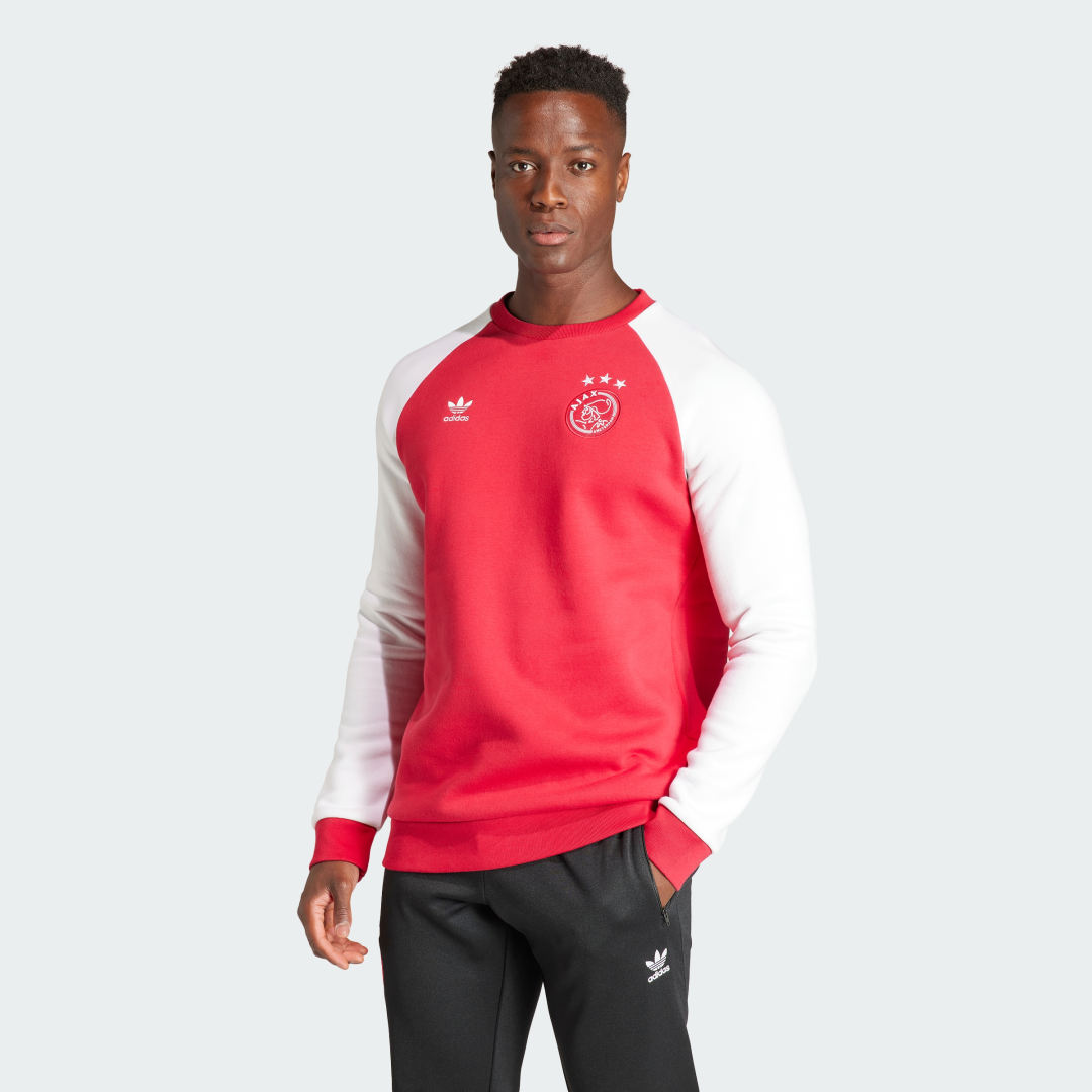 Sweatshirt adidas Performance Ajax Amsterdam Essentials Trefoil Crew Sweat Rød | IL6041, 1