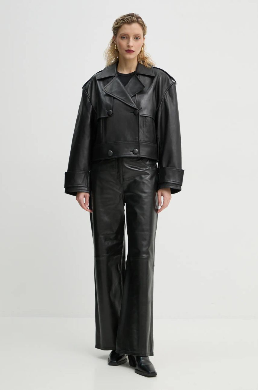Trenchcoat STAND STUDIO Stand Studio Bloom Cropped Leather Jacket Sort | 66387.7010, 1