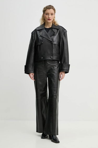 Trenchcoat STAND STUDIO Stand Studio Bloom Cropped Leather Jacket Sort | 66387.7010, 1