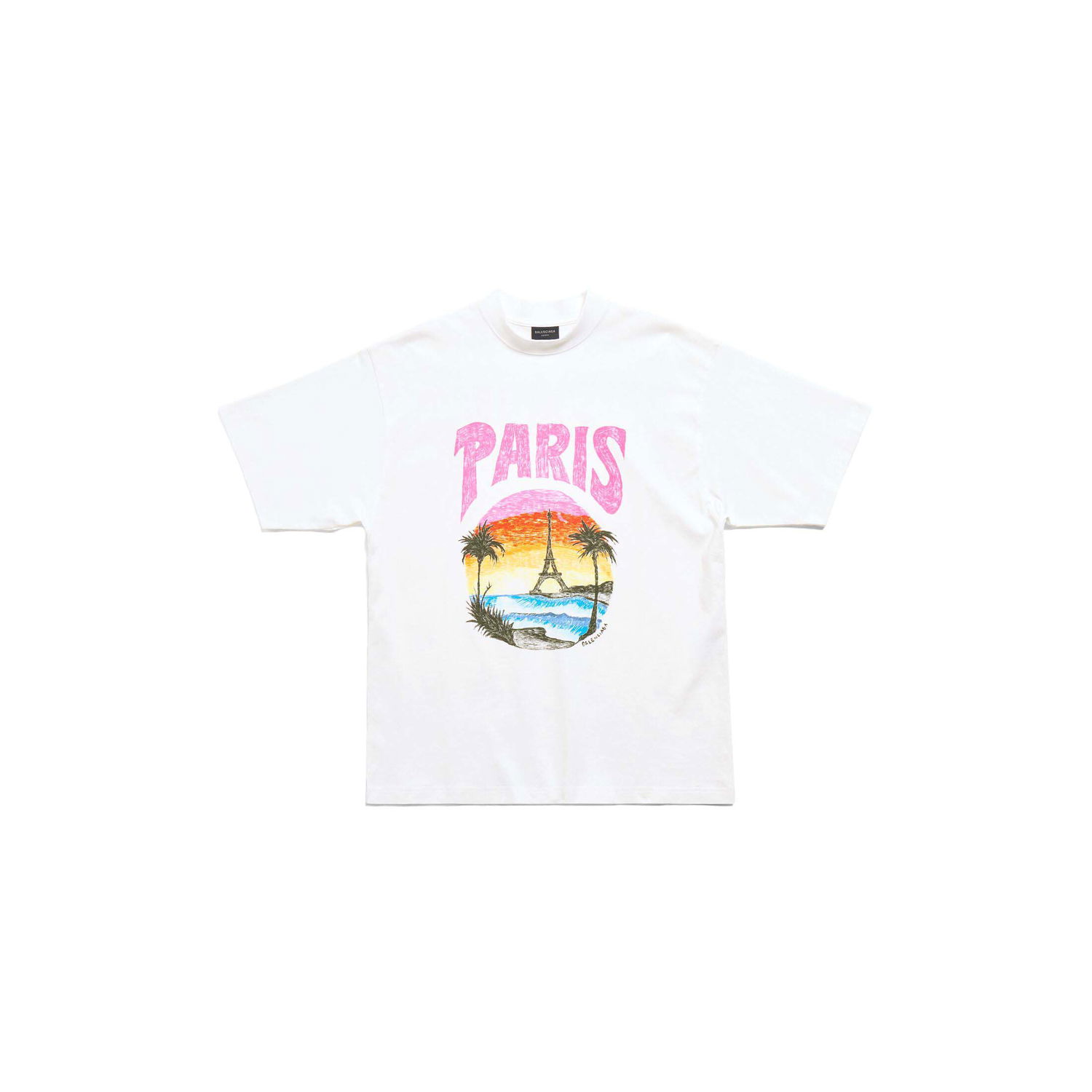 T-shirt Balenciaga Paris Tropical T-Shirt Hvid | 764235TPVL99601, 0