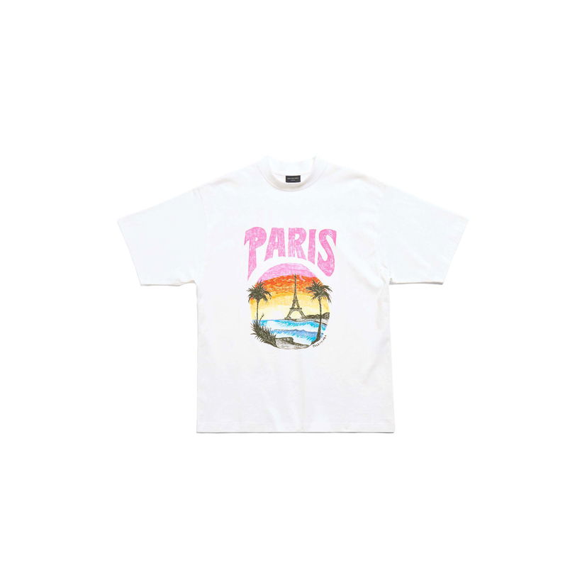 T-shirt Balenciaga Paris Tropical T-Shirt Hvid | 764235TPVL99601