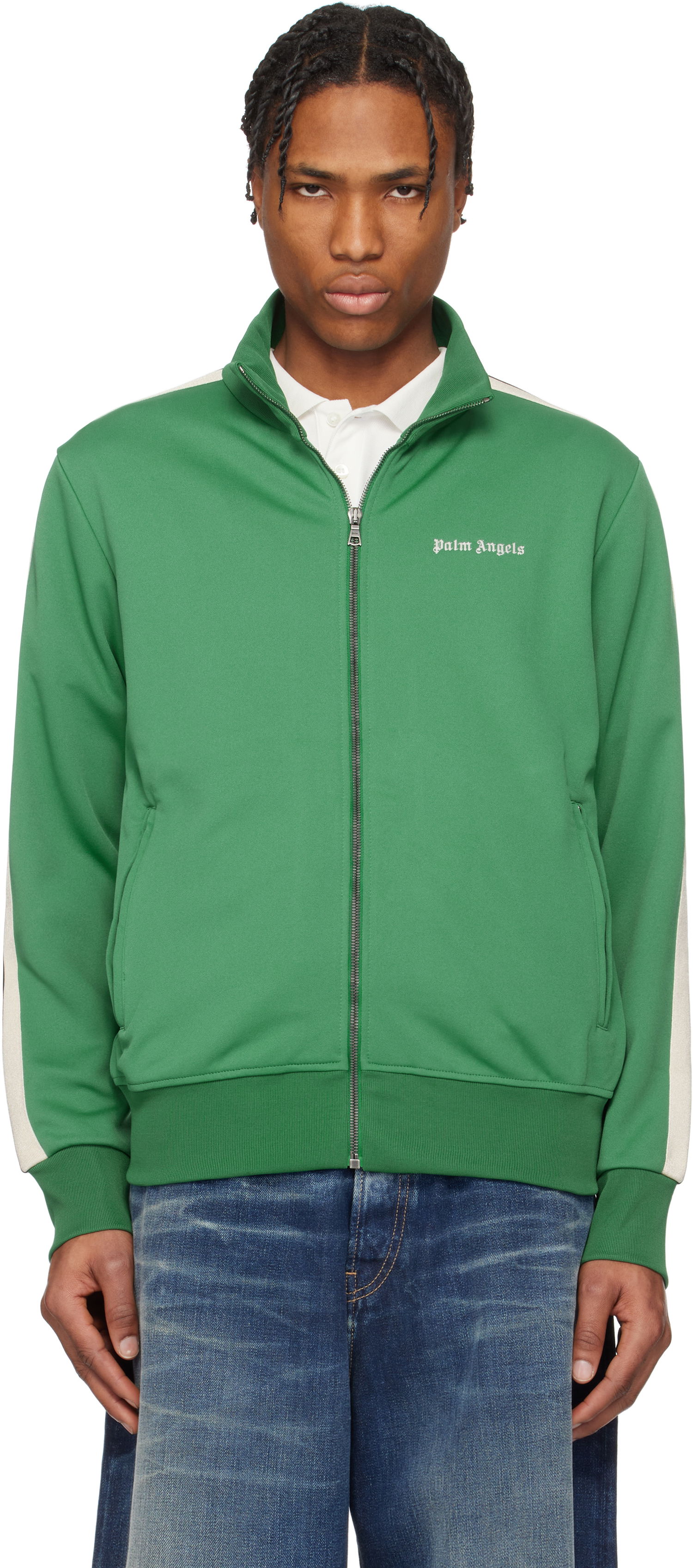Træningsdragt Palm Angels Palm Angels Embroidered Logo Track Jacket Grøn | PMBD058S25FAB0015703, 0