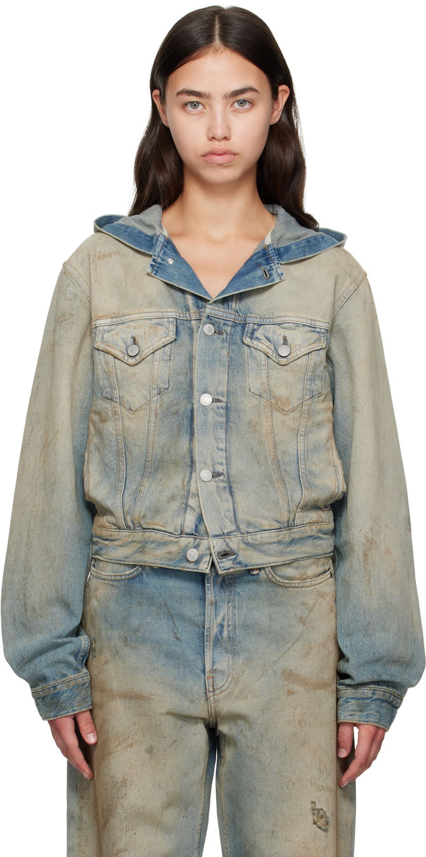 Jakke Acne Studios Acne Studios Hooded Denim Jacket Blå | C90199-
