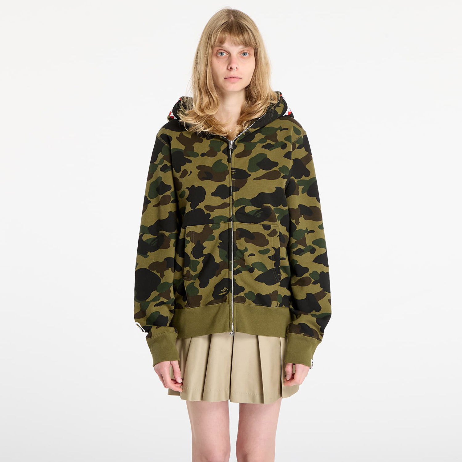Sweatshirt BAPE 1St Camo Shark Full Zip Hoodie Grøn | 001ZPL801007MGRN, 1
